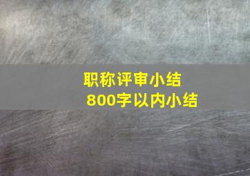 职称评审小结 800字以内小结